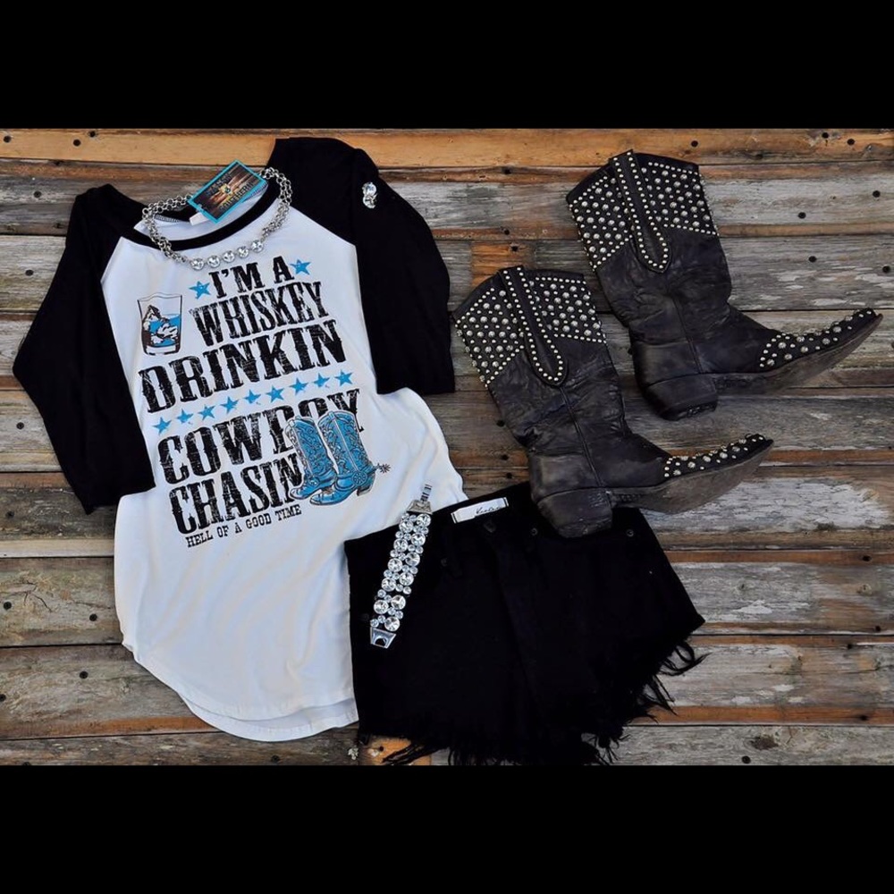 Whiskey Drinkin’ 3/4 length sleeve top